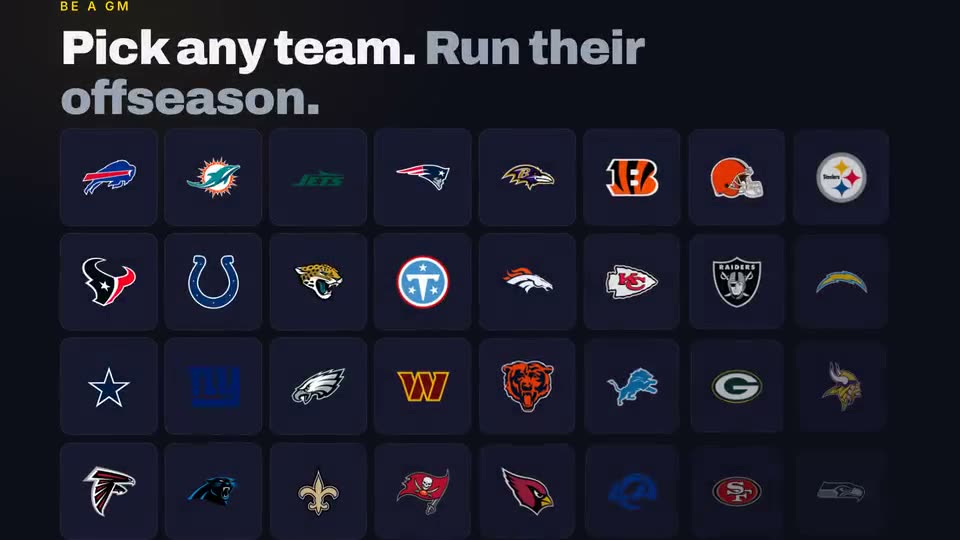 Be A GM: pick a team, work the cap sheet, free agency, trades, the draft and final cuts